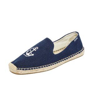 Soludos Men's Anchor Smoking Slipper Espadrille Loafer in Navy, size 12